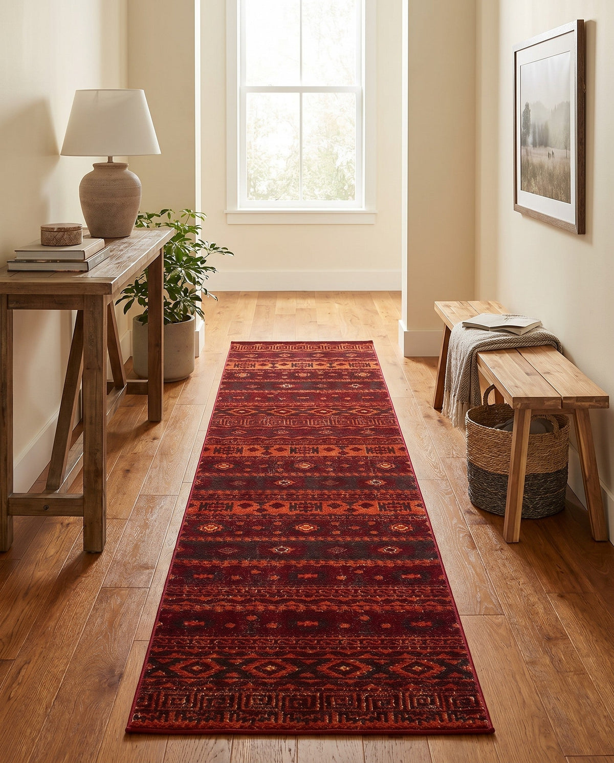 Geneva Terrace Collection Area Rug - Montreux Runner Rust Red  lifestyle 182
