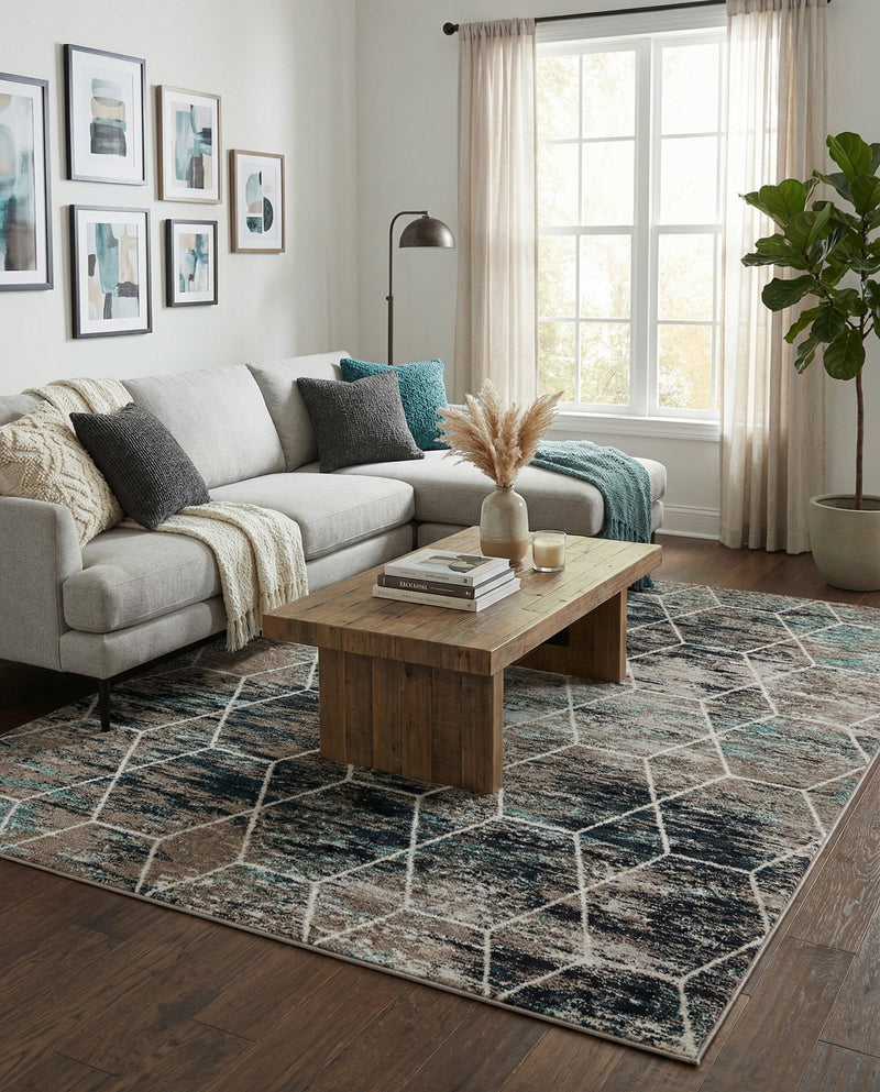 Trellis Mosaic Collection Area Rug - Arborville (Blue Multi) Rectangle Blue Multi  lifestyle 22