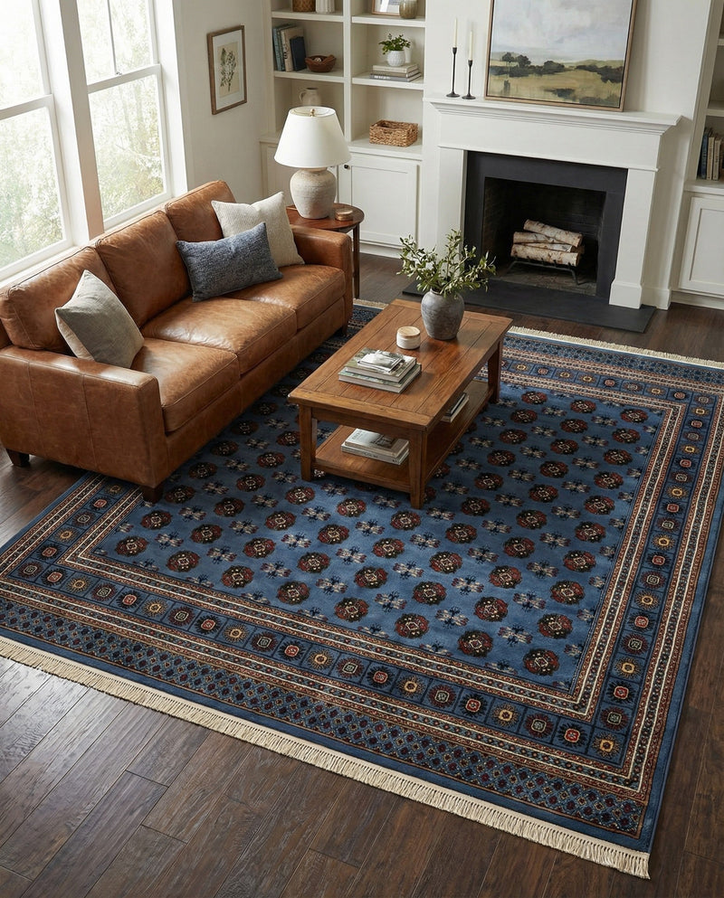 Samarkand Elegance Collection Area Rug -  Margilan (Blue) Square Blue  lifestyle 70
