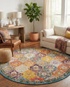 Brighton Terrace Collection Area Rug -  Rottingdean (Multi) Round Multi  lifestyle 70