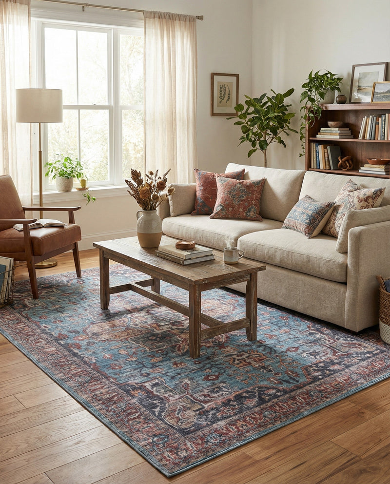 Zahara Oasis Collection Area Rug -  Casablanca Rectangle Blue  lifestyle 15