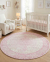 Dover Terrace Collection Area Rug - Marina (Pink) Round Pink  lifestyle 49