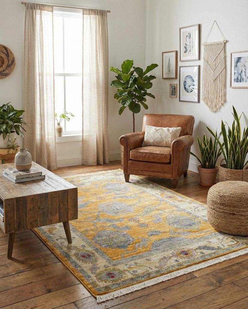 Arcadia Rugs Collection Area Rug - Eden (Yellow) Rectangle Yellow  lifestyle 7