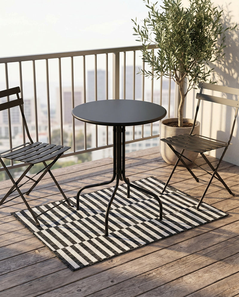Seaside Stripes Collection Area Rug - Cabana (Charcoal) Rectangle Charcoal  lifestyle 5