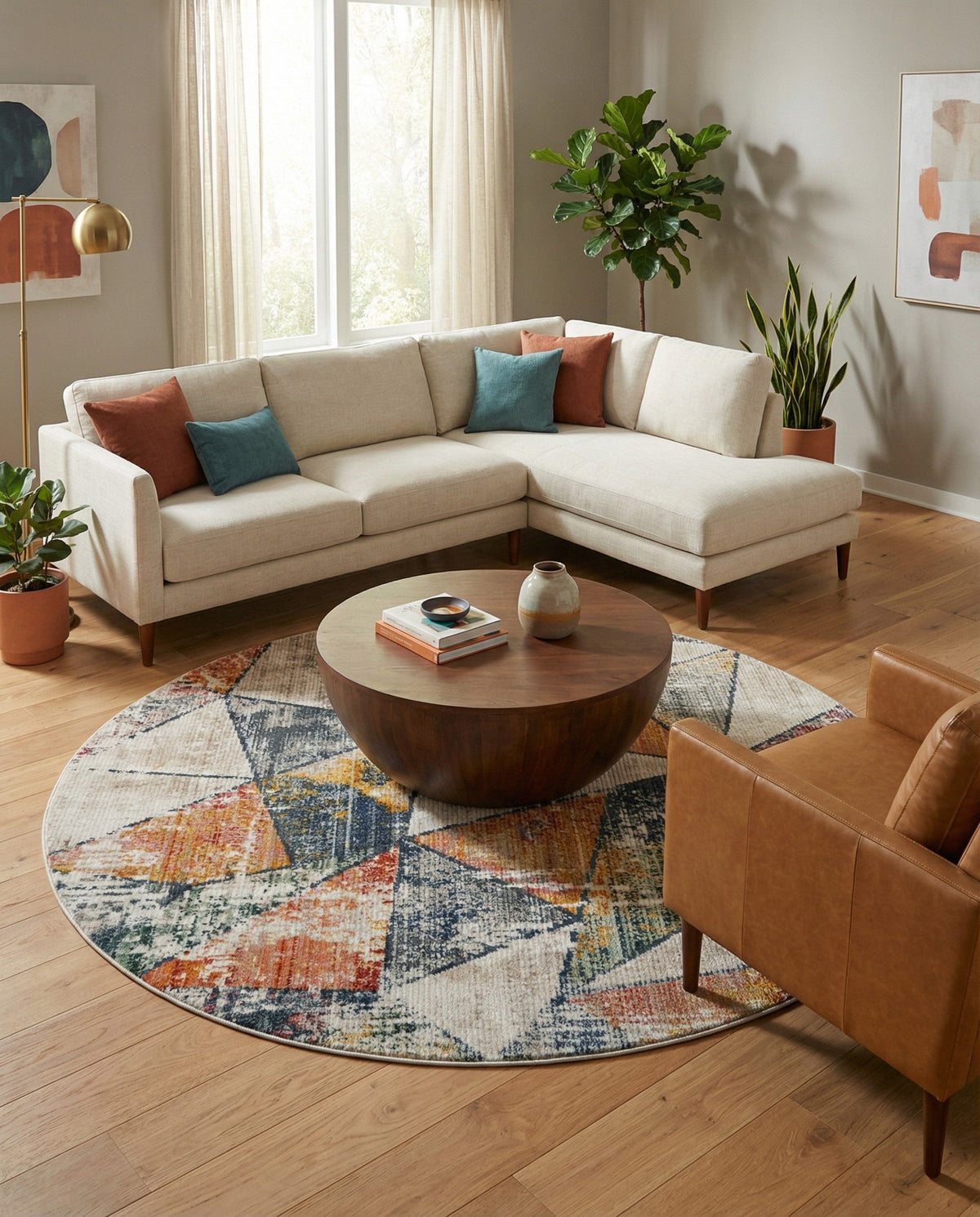 Jewel Oasis Collection Area Rug -  Topaz Round Multi  lifestyle 85