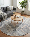 Aegean Elegance Collection Area Rug -  Rhodes Round Gray Cream  lifestyle 46