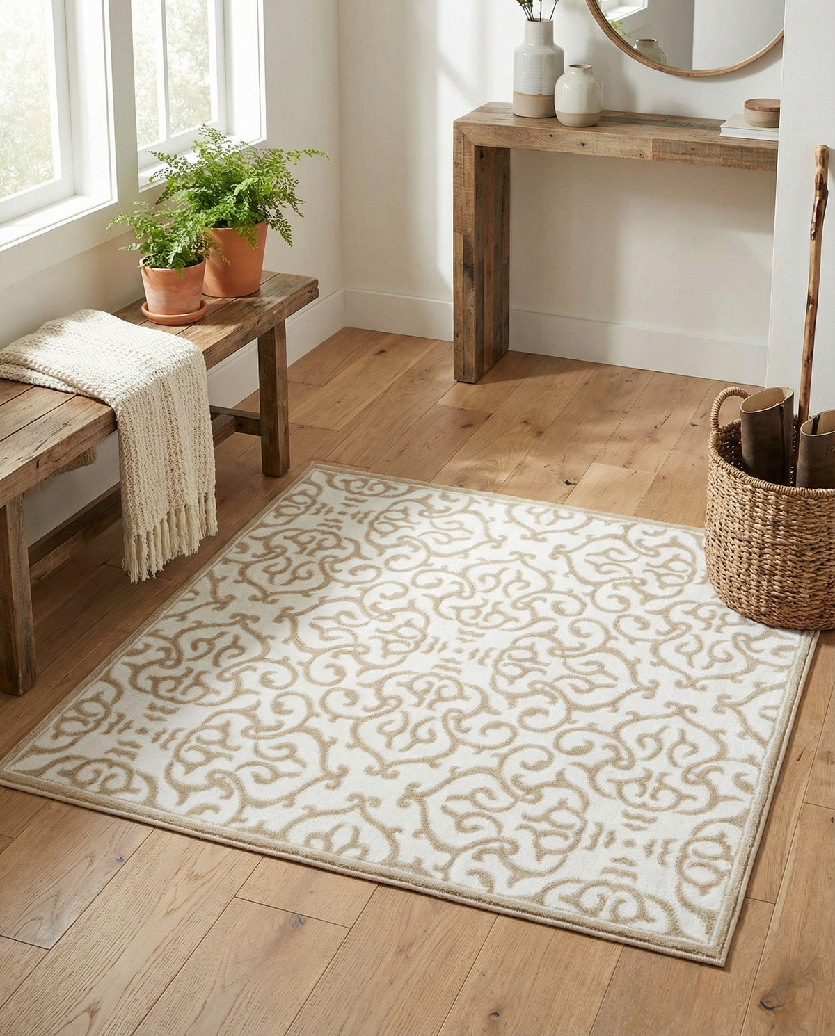 Andes Summit Collection Area Rug -  Pichincha Square Snow White  lifestyle 110