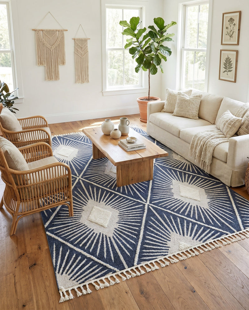 Sahara Chic Collection Area Rug - Marrakech Rectangle Blue  lifestyle 32