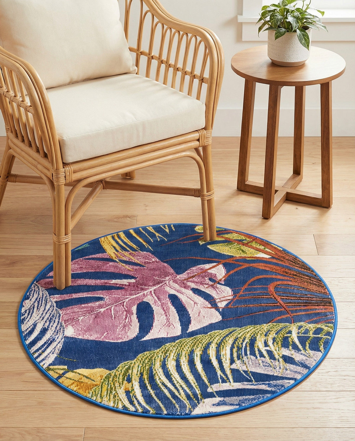 Meadow Breeze Collection Area Rug -  Clover Round Multi  lifestyle 202