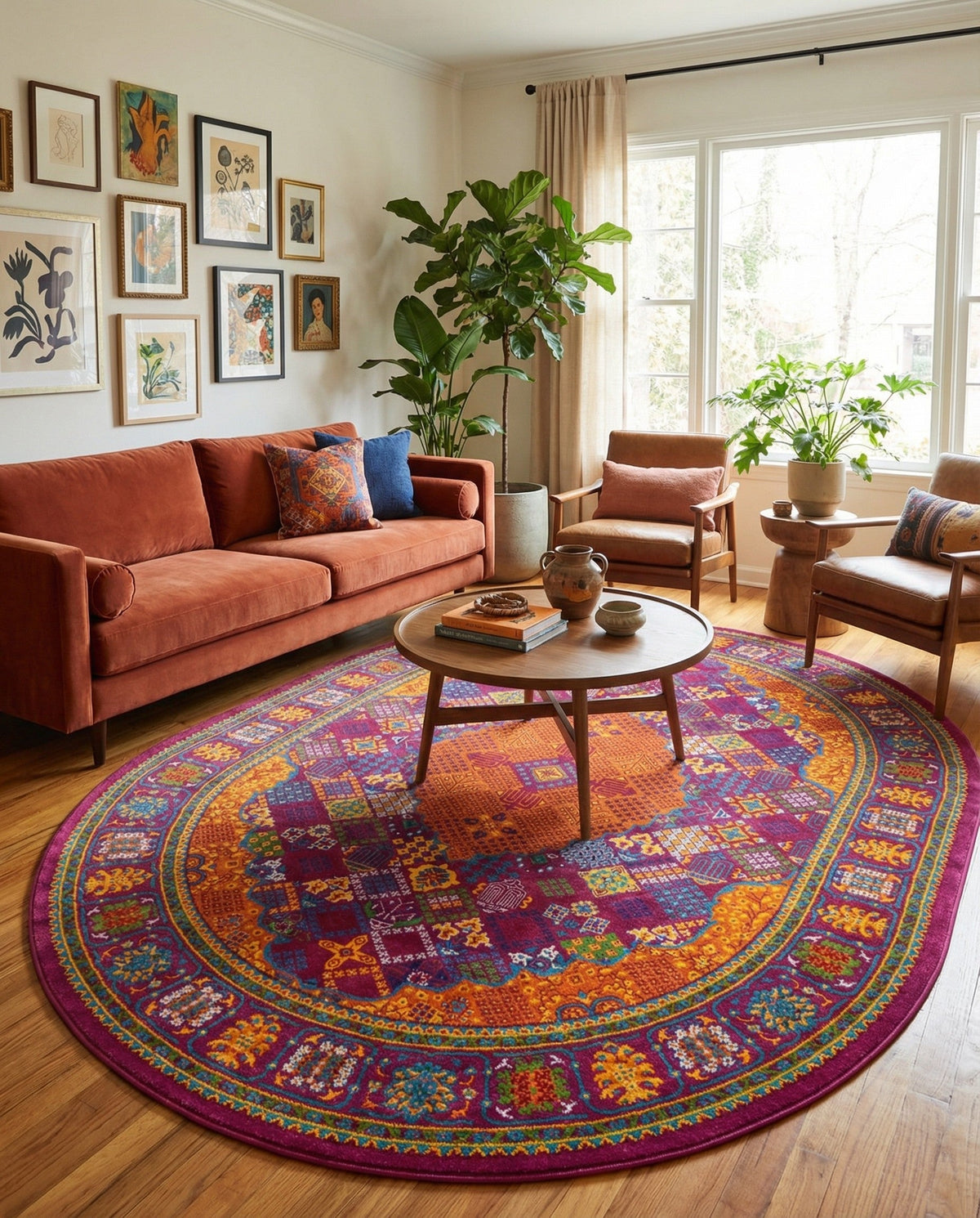Caribbean Cove Collection Area Rug -  Mustique Oval Fuchsia  lifestyle 72