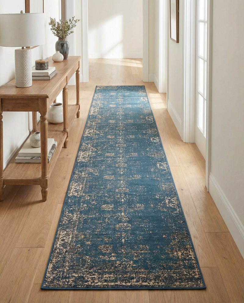 Riviera Elegance Collection Area Rug - Antibes (Blue) Runner Blue  lifestyle 76
