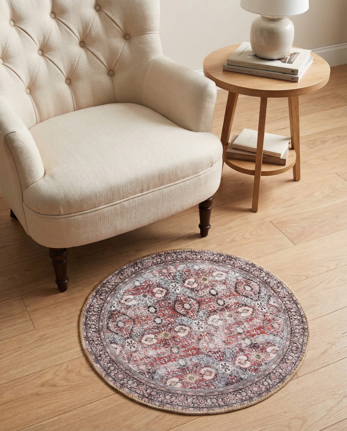 Heritage Elegance Collection Area Rug -  Hampton Round Antique Red  lifestyle 28