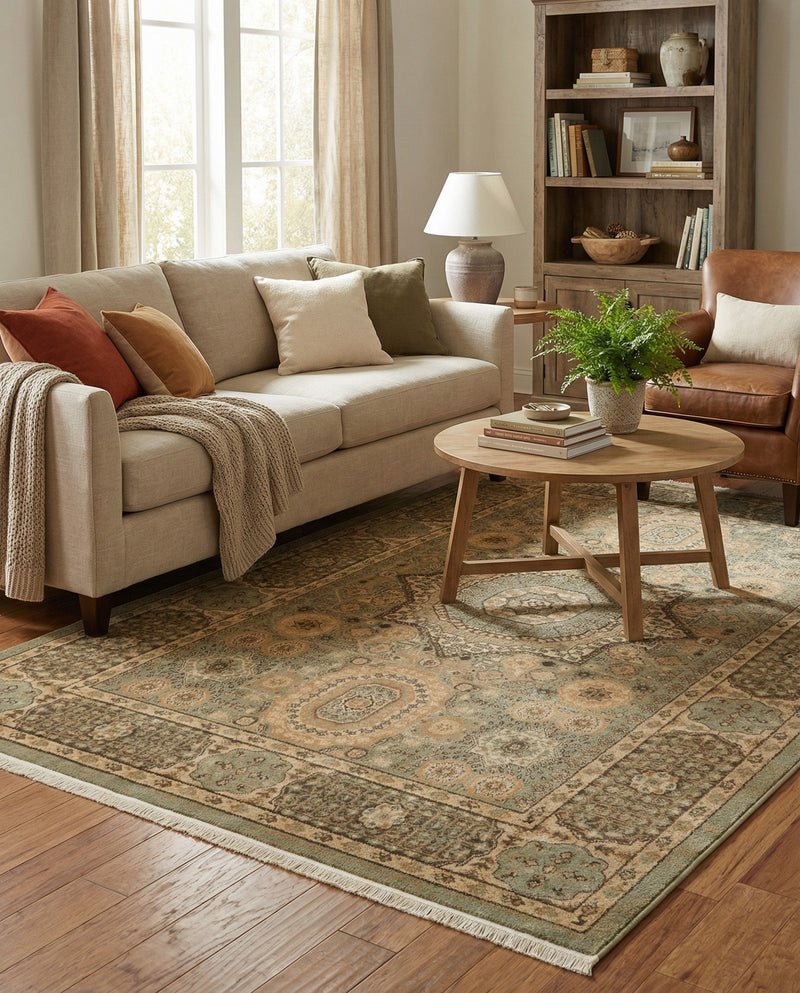 Ottoman Elegance Collection Area Rug -  Ephesus Rectangle Light Green  lifestyle 14