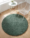 Eternal Plush Oasis Collection Area Rug -  Tranquility (Forest Green) Round Forest Green  lifestyle 44