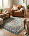 Savannah Soiree Collection Area Rug - Serengeti (Blue) Square Blue  lifestyle 60