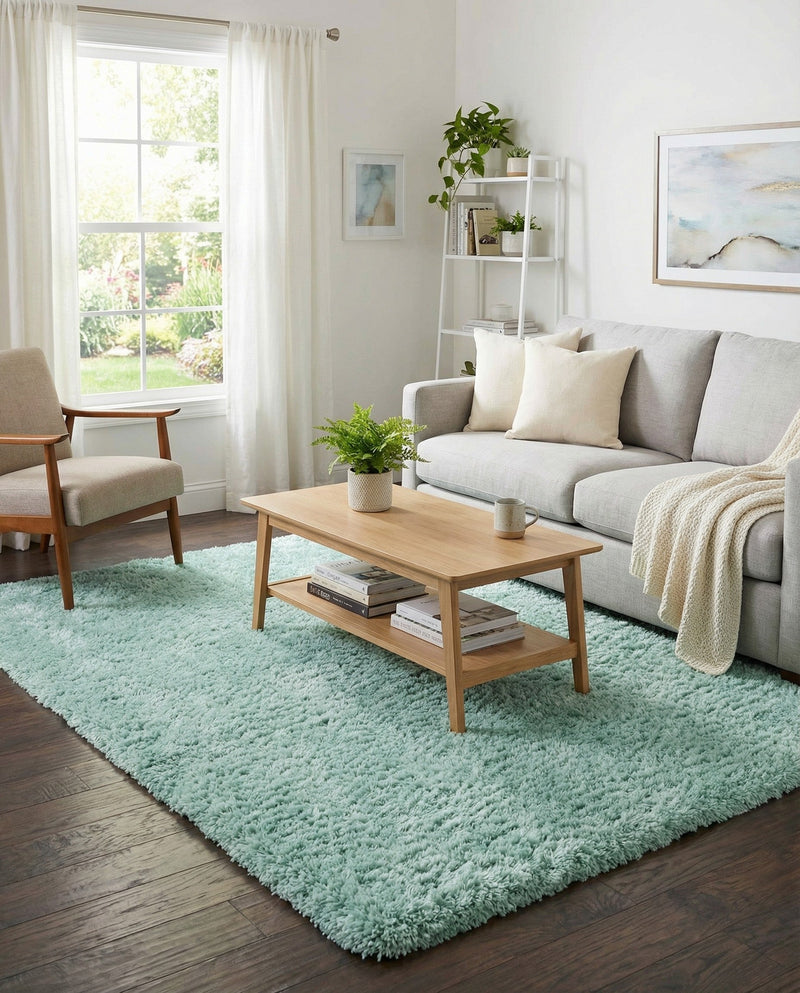 Eternal Plush Oasis Collection Area Rug -  Tranquility (Cyan) Rectangle Cyan  lifestyle 10