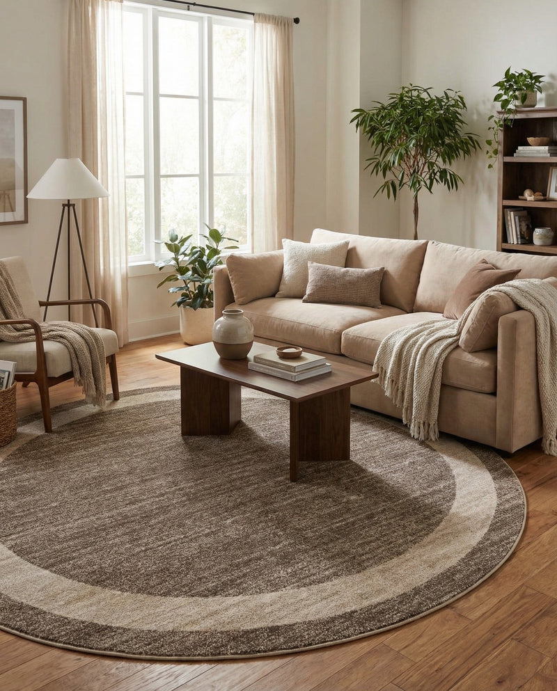 Studio Haven Collection Area Rug -  Alcove (Light Brown) Round Light Brown  lifestyle 54