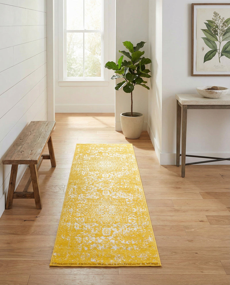 Georgetown Rugs Collection Area Rug - Dupont (Yellow) Runner Yellow  lifestyle 71