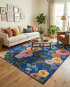 Meadow Breeze Collection Area Rug -  Petal Rectangle Blue  lifestyle 63