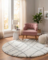 Cozy Haven Shag Collection Area Rug - Serenity (Ivory) Round Ivory  lifestyle 63