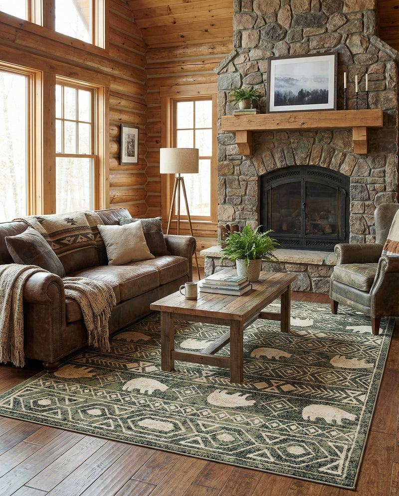 Frontier Trails Collection Area Rug -  Sedona Rectangle Green  lifestyle 40