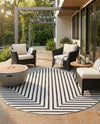 Urban Terrace Collection Area Rug -  Astoria (White and Black) Round White and Black  lifestyle 21