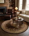 Tabriz Tapestry Collection Area Rug - Azerbaijan (Brown) Round Brown  lifestyle 31