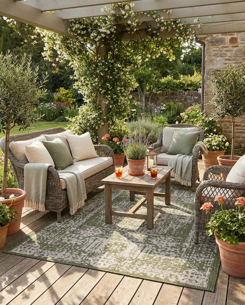 Patio Heritage Collection Area Rug - Savannah (Green) Rectangle Green  lifestyle 17