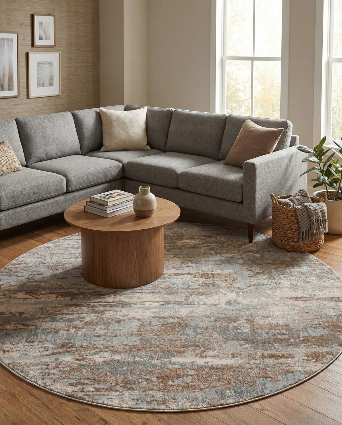Aegean Elegance Collection Area Rug - Mesa Round Beige  lifestyle 82
