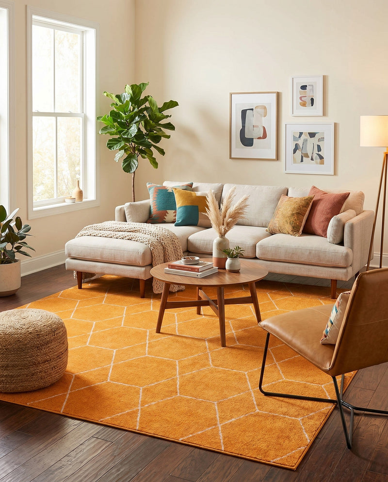 Trellis Mosaic Collection Area Rug - Arborville (Orange) Rectangle Orange  lifestyle 17
