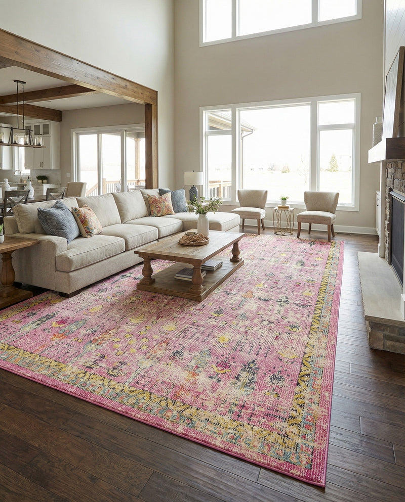 Sierra Collection Area Rug -  Shasta Rectangle Pink  lifestyle 16