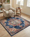 Eden Oasis Collection Area Rug -  Tranquility (Dark Blue) Square Dark Blue  lifestyle 49