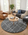 Cozy Haven Shag Collection Area Rug - Serenity (Pebble Gray) Round Pebble Gray  lifestyle 38