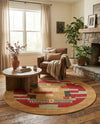 Zagros Oasis Collection Area Rug -  Izeh Round Rust Red  lifestyle 37