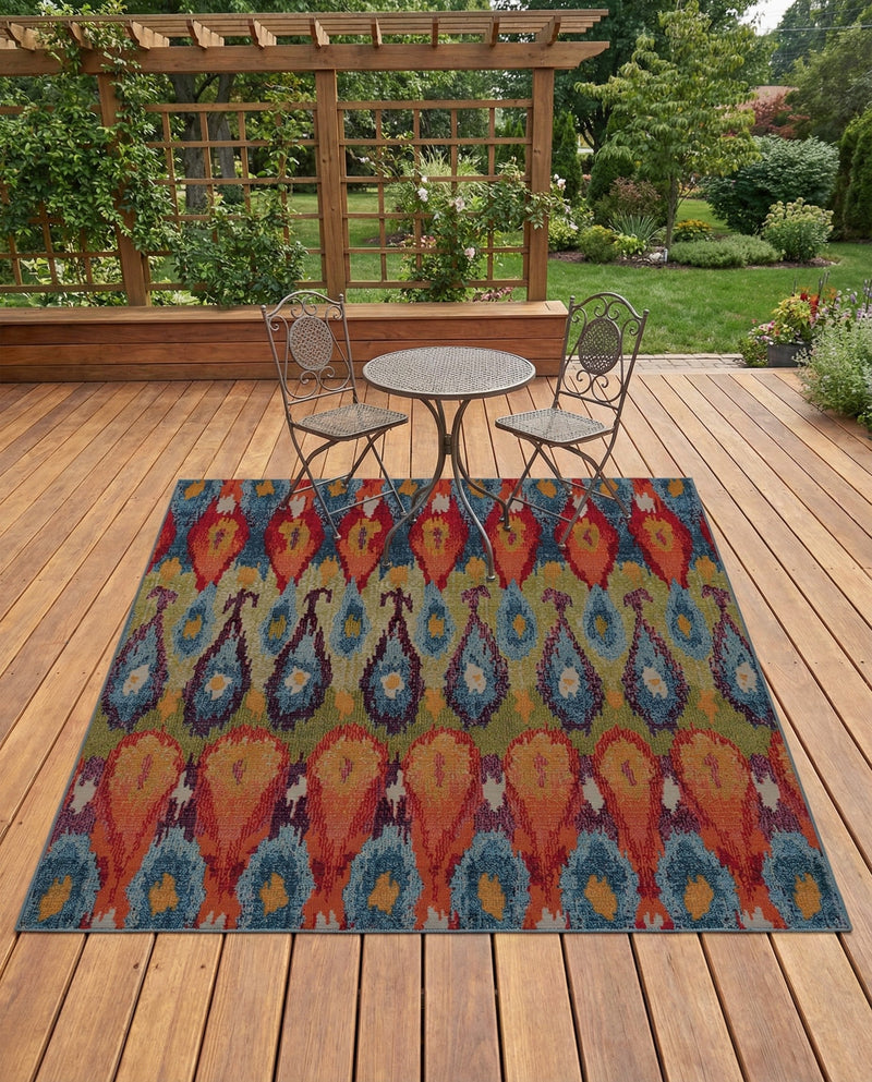 Urban Terrace Collection Area Rug -  Compass Square Multi  lifestyle 42