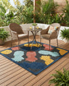 Caribbean Terrace Collection Area Rug -  Nevis Square Black  lifestyle 52