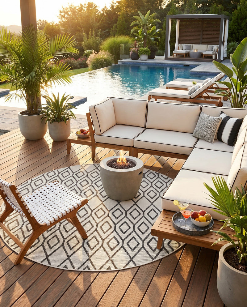 Urban Oasis Rugs Collection Area Rug -  Boulevard (Ivory) Round Ivory  lifestyle 37