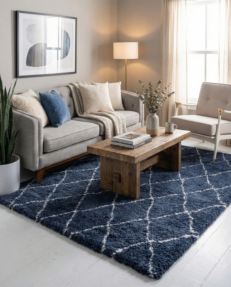 Casablanca Comfort Collection Area Rug -  Tangier Rectangle Navy Blue  lifestyle 26