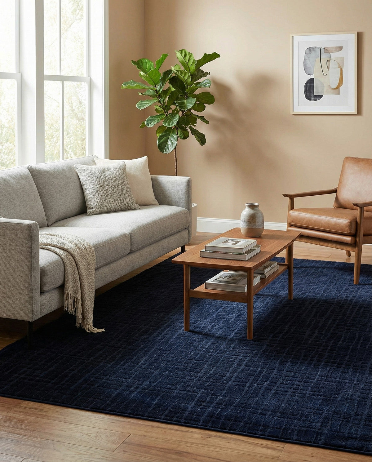 Haven Tapestry Collection Area Rug - WhisperingFalls Rectangle Inkwell Blue  lifestyle 46