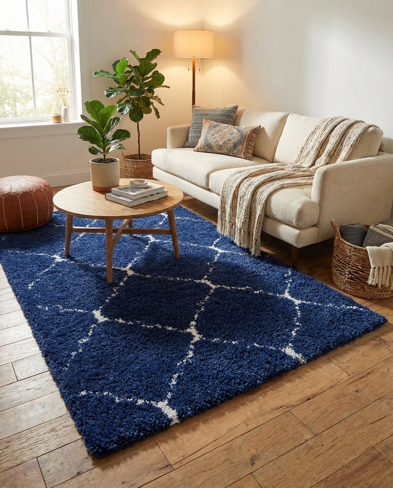 Casablanca Comfort Collection Area Rug -  Medina Rectangle Navy Blue  lifestyle 13