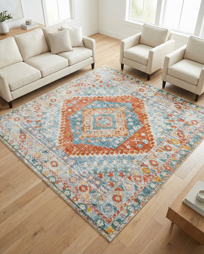 Arcadia Rugs Collection Area Rug -  Xanadu Square Salmon  lifestyle 64