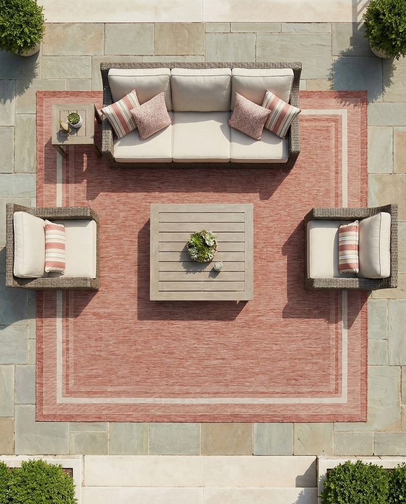 Terrace Fringe Collection Area Rug - Veranda (Rust Red) Square Rust Red  lifestyle 40