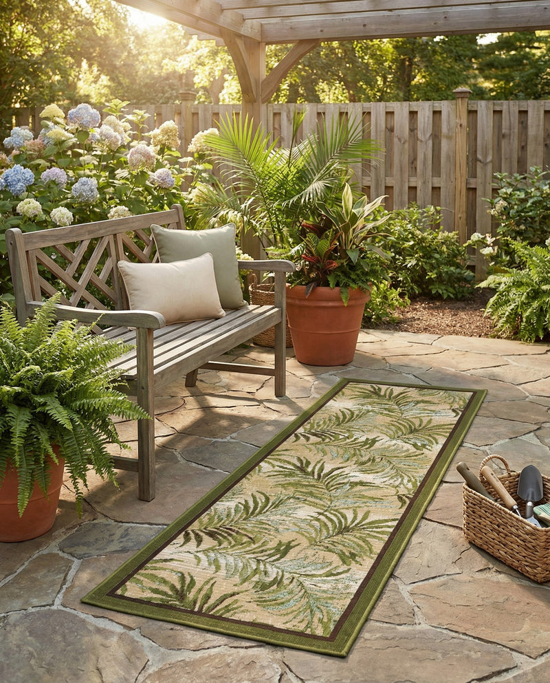Seaside Blooms Collection Area Rug -  Verdant Runner Green  lifestyle 45