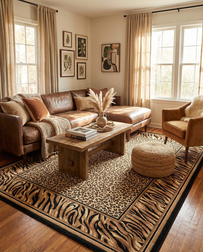 Savannah Sojourn Collection Area Rug -  Chobe Rectangle Light Brown  lifestyle 19