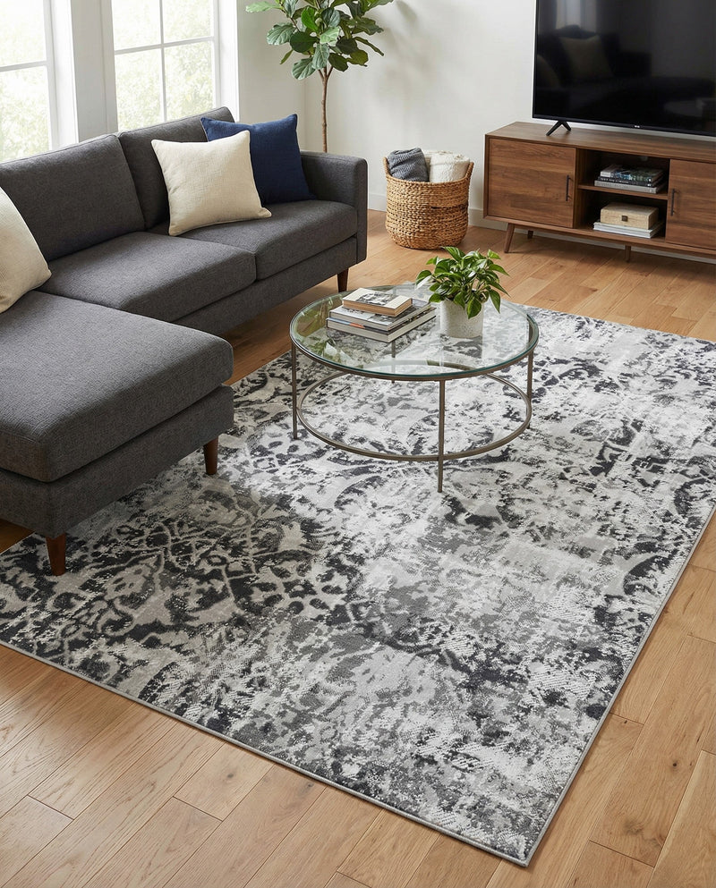 Geneva Terrace Collection Area Rug -  Morges Rectangle Gray  lifestyle 17