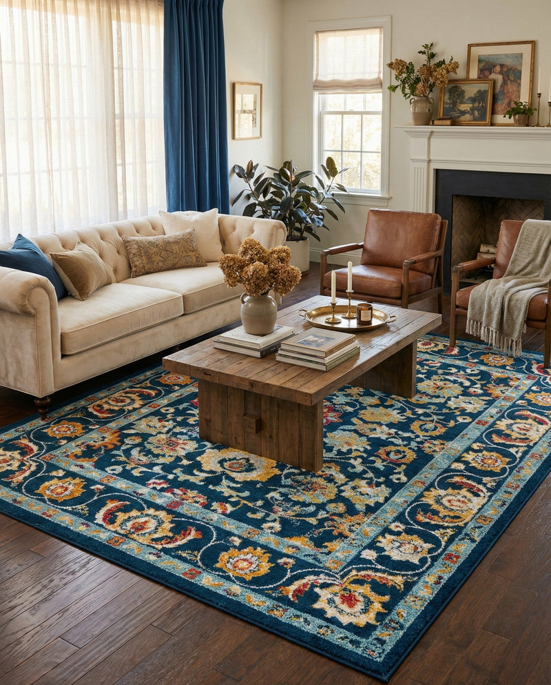 Adriana Terrace Collection Area Rug -  Positano (Navy Blue) Rectangle Navy Blue  lifestyle 13