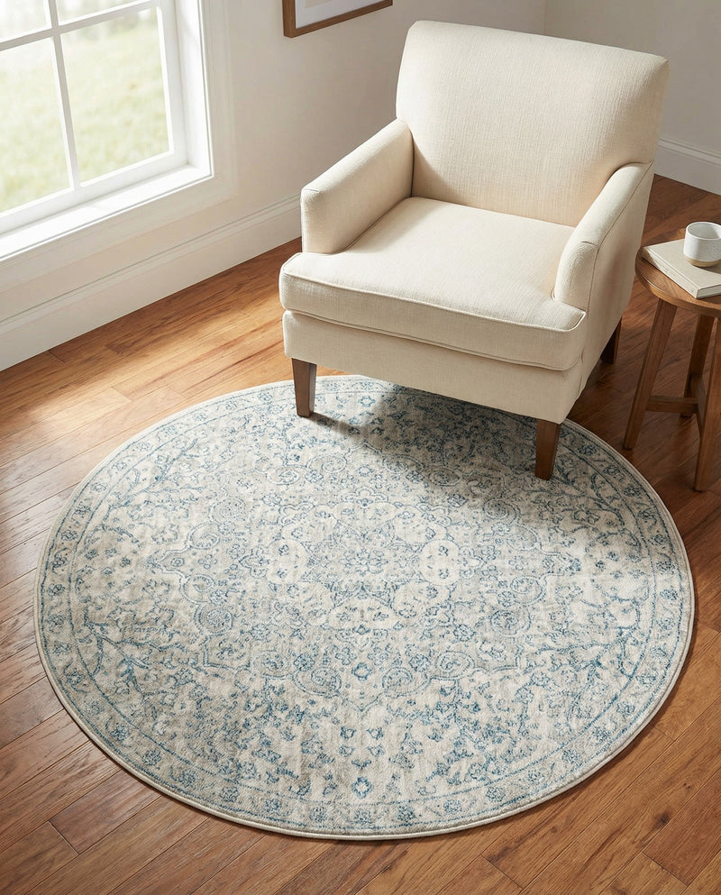 Coastal Haven Collection Area Rug - Seabreeze (Gray) Round Gray  lifestyle 79