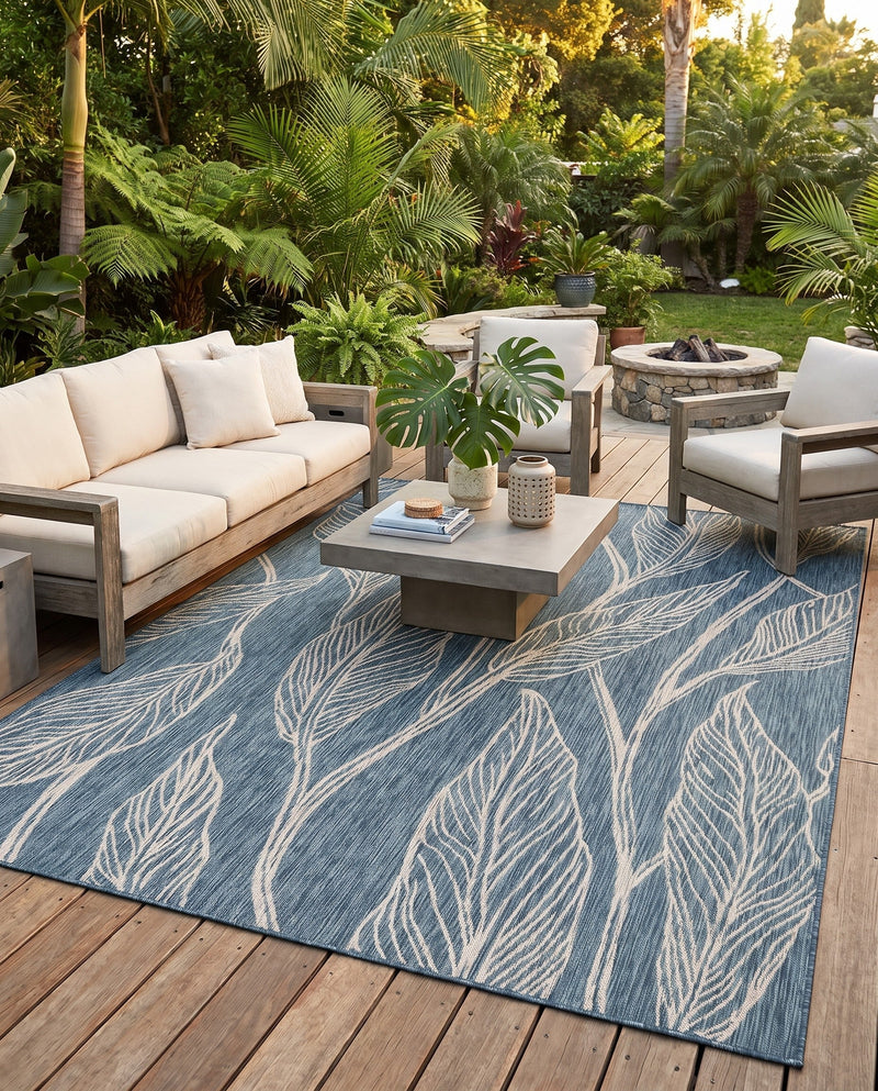 Seaside Blooms Collection Area Rug -  Evergreen (Teal) Rectangle Teal  lifestyle 24