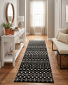Mediterranean Lattice Collection Area Rug - Santorini (Black and White) Runner Black and White  lifestyle 36