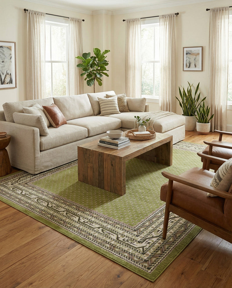 Soho Elegance Collection Area Rug -  Mercer (Green) Rectangle Green  lifestyle 19